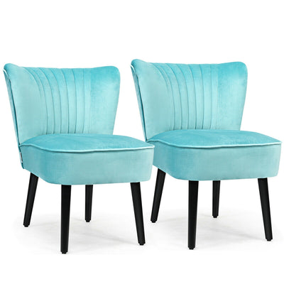 Set of 2 Armless Upholstered Leisure Accent Chair-Turquoise