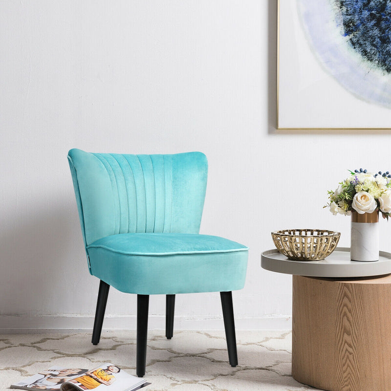 Set of 2 Armless Upholstered Leisure Accent Chair-Turquoise