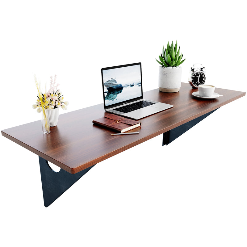 40 x 14 Inch Wall-Mounted Desk Rubber Wood Dining Table with Sturdy Steel Bracket