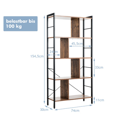 4-Tier Industrial Bookshelf Floor Standing Storage Rack Large Storage