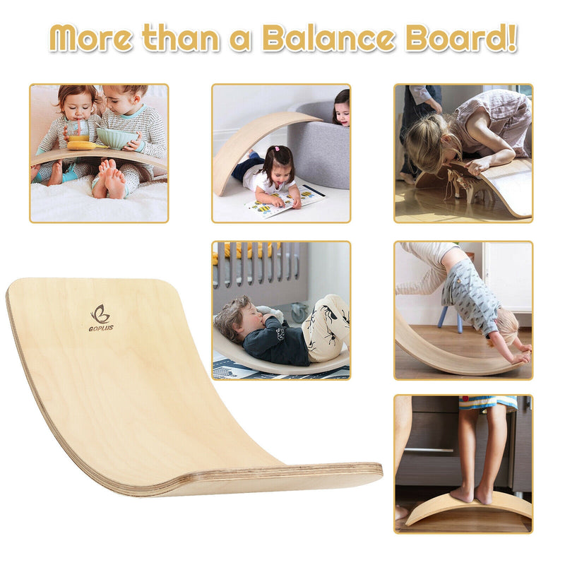 Wooden Wobble Balance Board Kids with Felt Layer-Natural