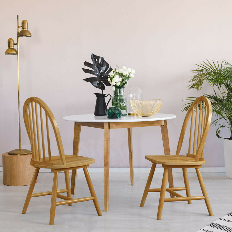 Set of 2 Vintage Windsor Wood Chair with Spindle Back