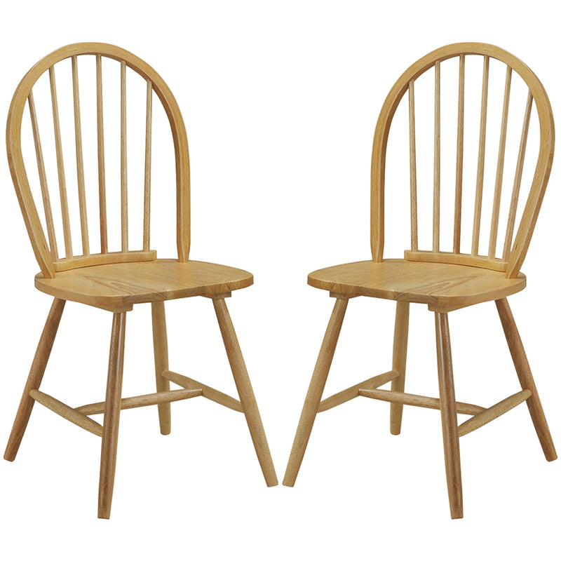 Set of 2 Vintage Windsor Wood Chair with Spindle Back