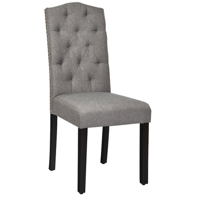 Set of 2 Tufted Upholstered Dining Chairs-Gray