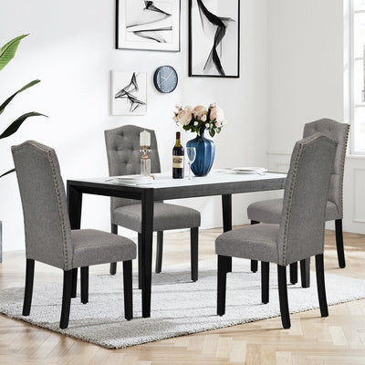 Set of 2 Tufted Upholstered Dining Chairs-Gray