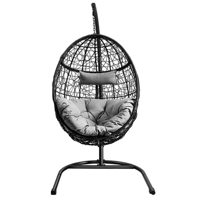 Hanging Cushioned Hammock Chair with Stand -Gray