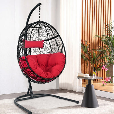 Hanging Cushioned Hammock Chair with Stand-Red