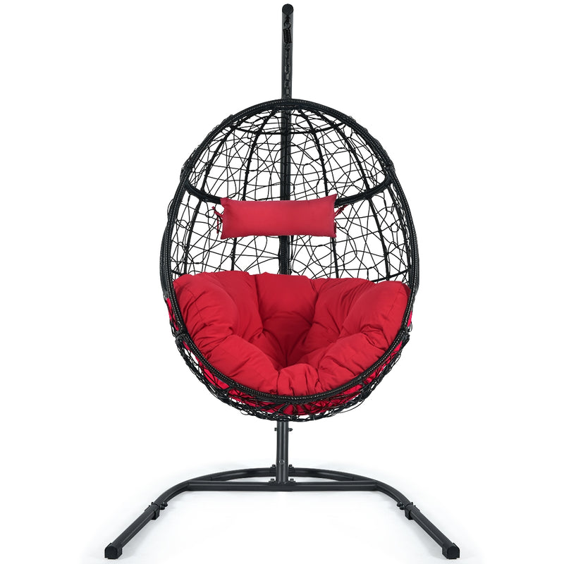 Hanging Cushioned Hammock Chair with Stand-Red