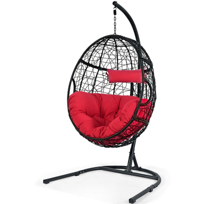 Hanging Cushioned Hammock Chair with Stand-Red