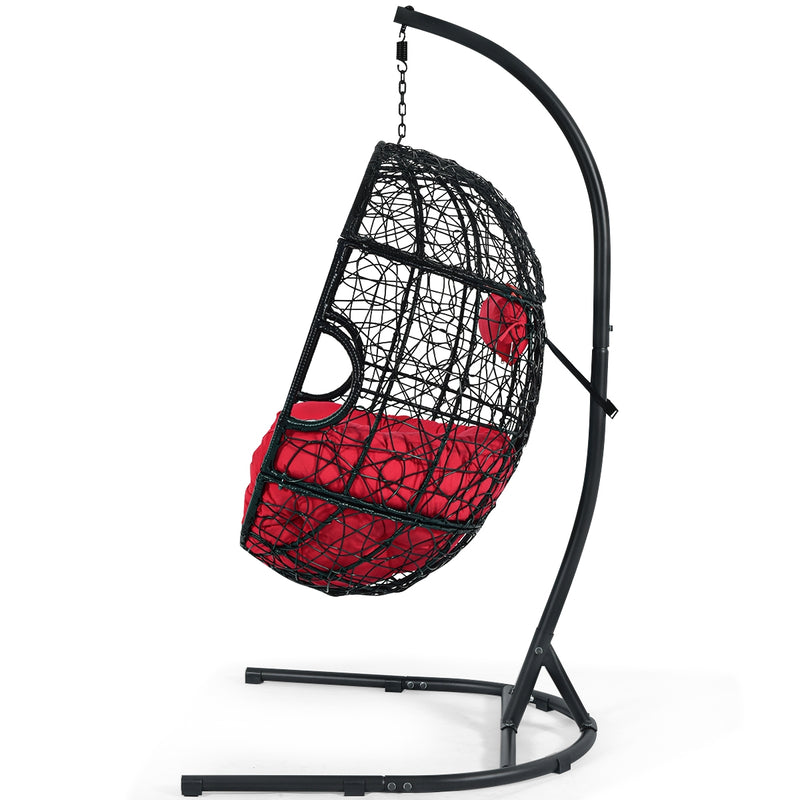 Hanging Cushioned Hammock Chair with Stand-Red