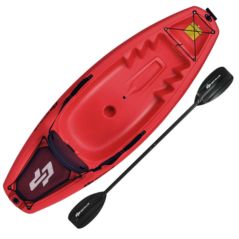 6 Feet Youth Kids Kayak with Bonus Paddle and Folding Backrest for Kid Over 5-Red