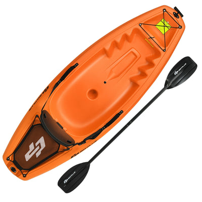 6 Feet Youth Kids Kayak with Bonus Paddle and Folding Backrest for Kid Over 5-Orange