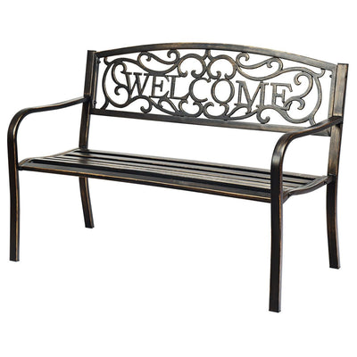 Outdoor Furniture Steel Frame Porch Garden Bench-bronze