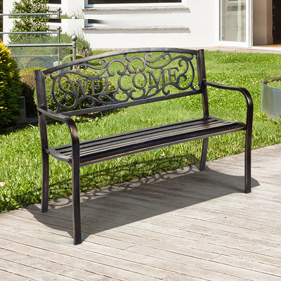 Outdoor Furniture Steel Frame Porch Garden Bench-bronze