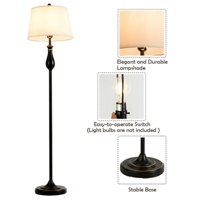 3 Pieces Brushed Nickel Lamp Set-Black