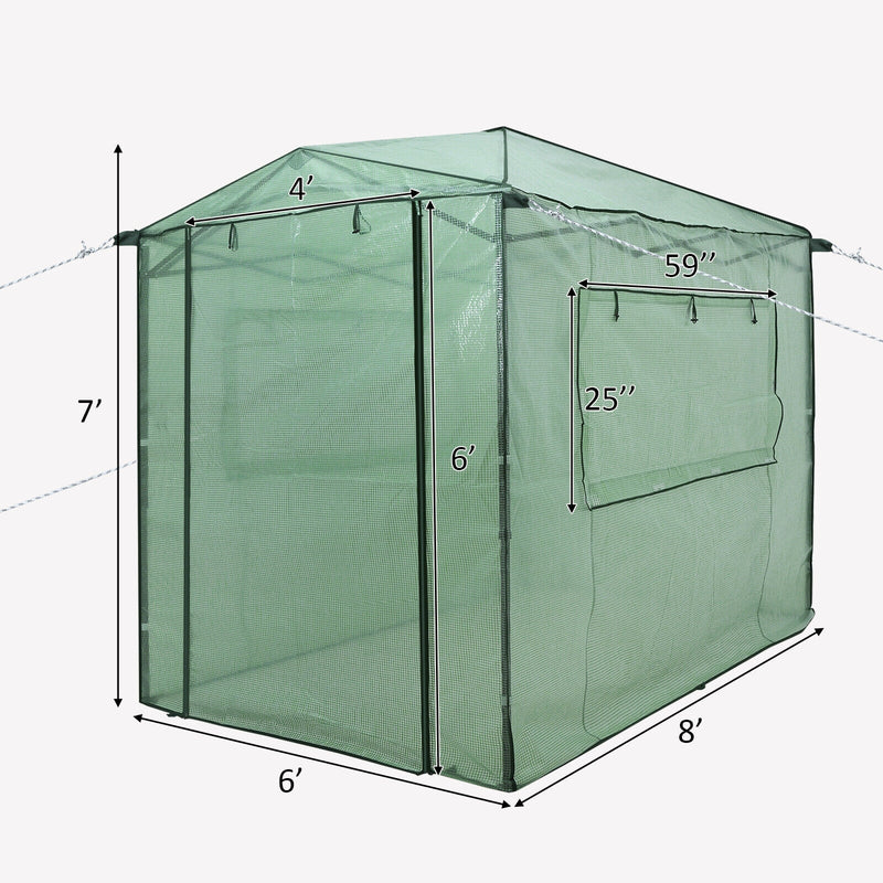 Portable Walk-in Greenhouse  with Window-Green