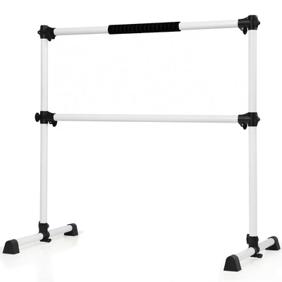 4 Feet Portable Freestanding Stable Construction Pilates Ballet Barre with Double Dance Bar-Silver