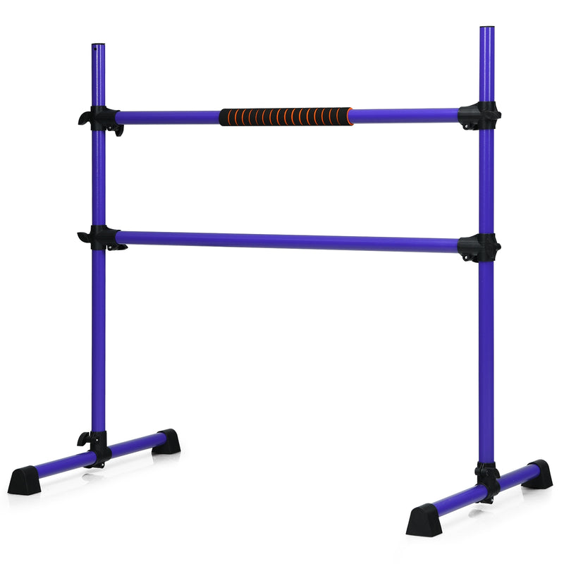 4 Feet Portable Freestanding Stable Construction Pilates Ballet Barre with Double Dance Bar-Purple