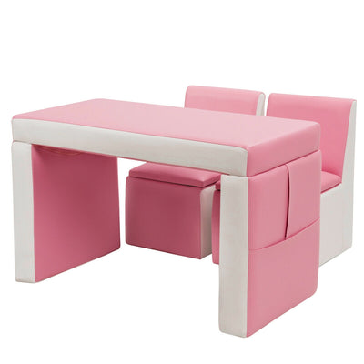 Multi-functional Kids Sofa Table Chair Set-Pink