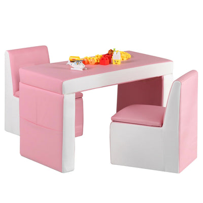 Multi-functional Kids Sofa Table Chair Set-Pink