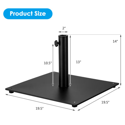 Steel Heavy Duty Patio Market Umbrella Base with 3 Adapters for Backyard