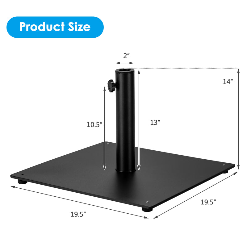 Steel Heavy Duty Patio Market Umbrella Base with 3 Adapters for Backyard