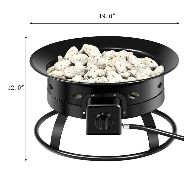 58 000BTU Firebowl Outdoor Portable Propane Gas Fire Pit with Cover and Carry Kit