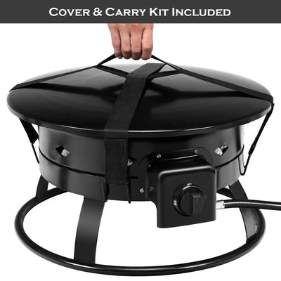 58 000BTU Firebowl Outdoor Portable Propane Gas Fire Pit with Cover and Carry Kit