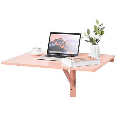 Space Saver Folding Wall-Mounted Drop-Leaf Table-Pink