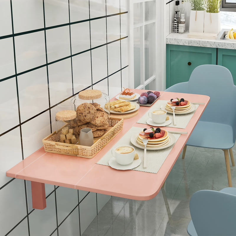 Space Saver Folding Wall-Mounted Drop-Leaf Table-Pink