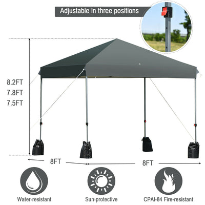 8’x8' Outdoor Pop up Canopy Tent  w/Roller Bag-Gray