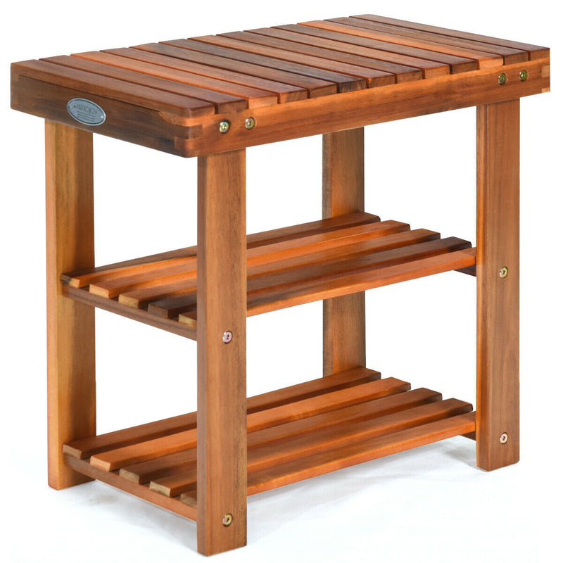 3-Tier Wood Shoe Bench Boots Organizer