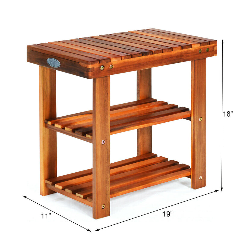 3-Tier Wood Shoe Bench Boots Organizer