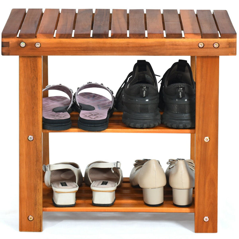 3-Tier Wood Shoe Bench Boots Organizer