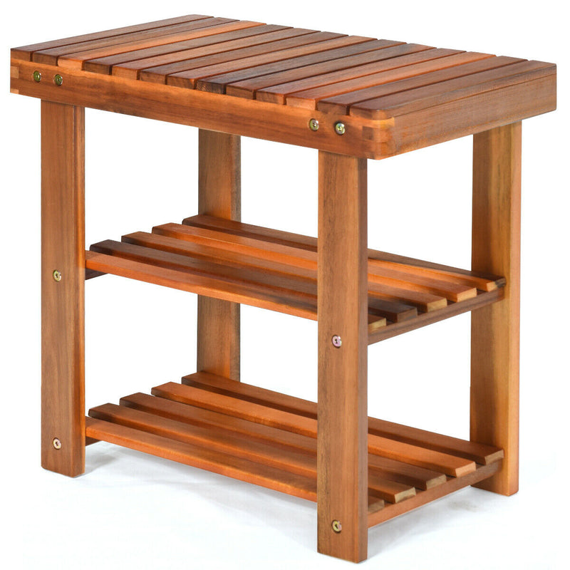 3-Tier Wood Shoe Bench Boots Organizer