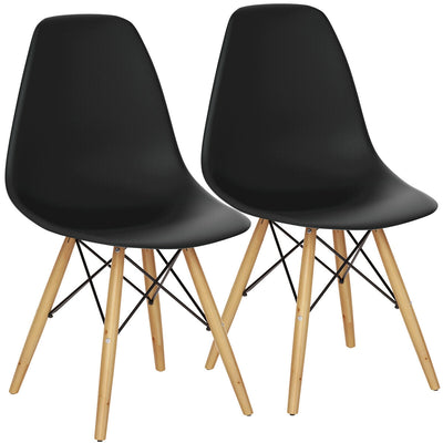 Set of 2 Mid-Century Modern DSW Dining Side Chair-Dark Black