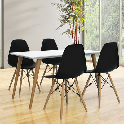 Set of 2 Mid-Century Modern DSW Dining Side Chair-Dark Black