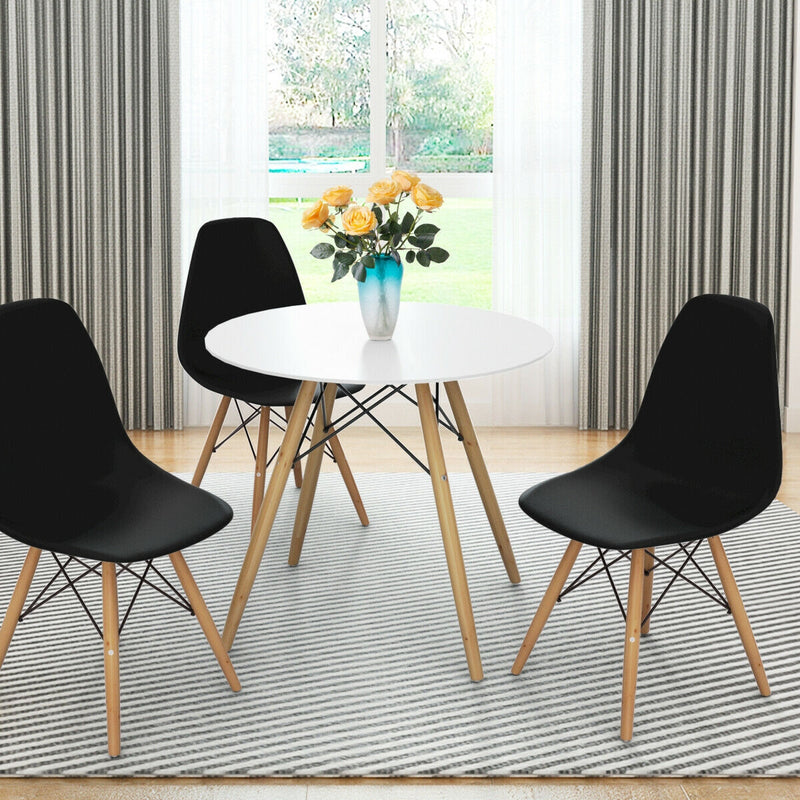 Set of 2 Mid-Century Modern DSW Dining Side Chair-Dark Black