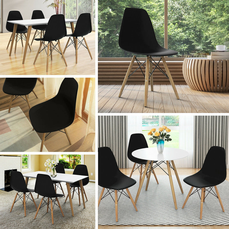 Set of 2 Mid-Century Modern DSW Dining Side Chair-Dark Black