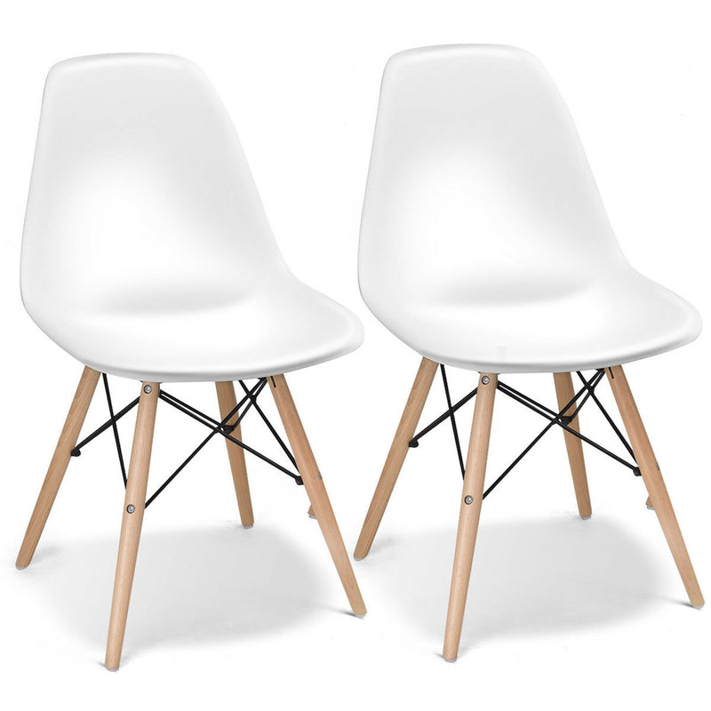 Set of 2 Mid-Century Modern DSW Dining Side Chair-Beige