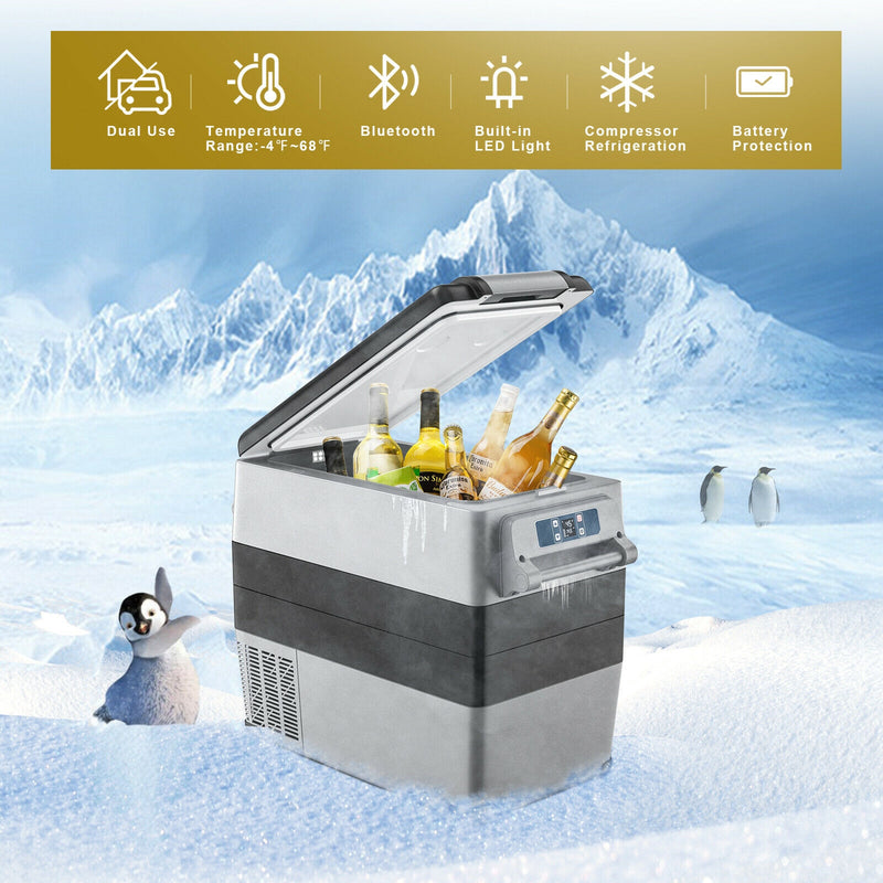 53-Quarts -4°F To 68°Portable Electric Car Cooler Refrigerator