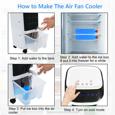 Evaporative Portable Air Cooler Fan Humidifier with Remote Control for Home and Office