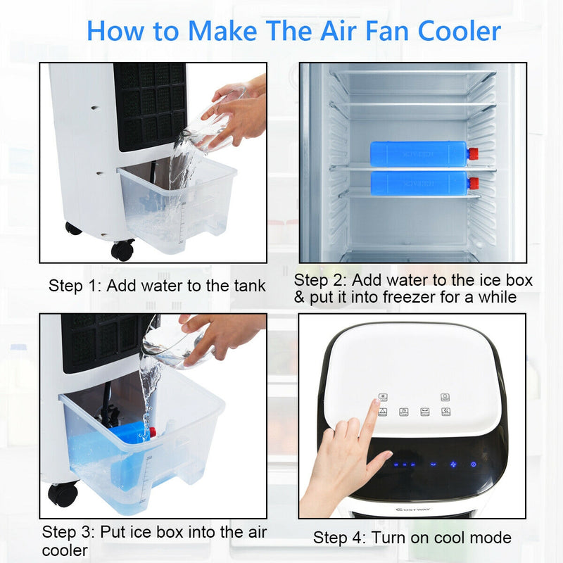 Evaporative Portable Air Cooler Fan Humidifier with Remote Control for Home and Office