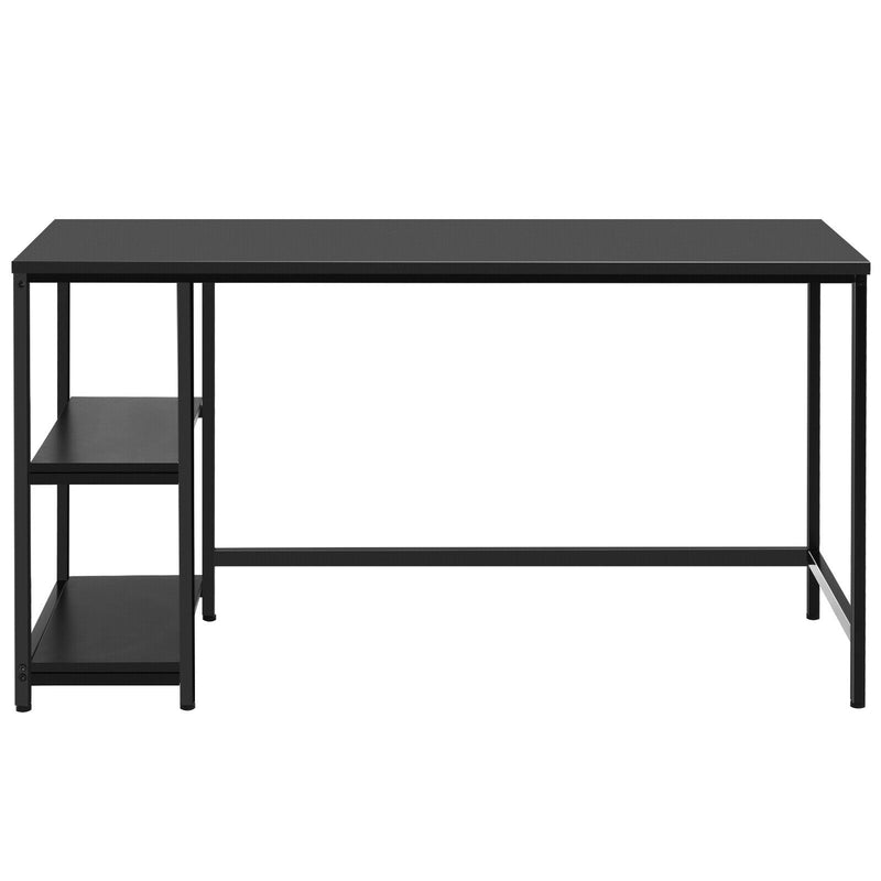 55 Inch Computer Desk Office Study Table Workstation Home with Adjustable Shelf Black-L