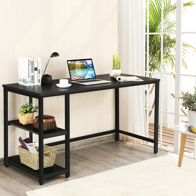 55 Inch Computer Desk Office Study Table Workstation Home with Adjustable Shelf Black-L