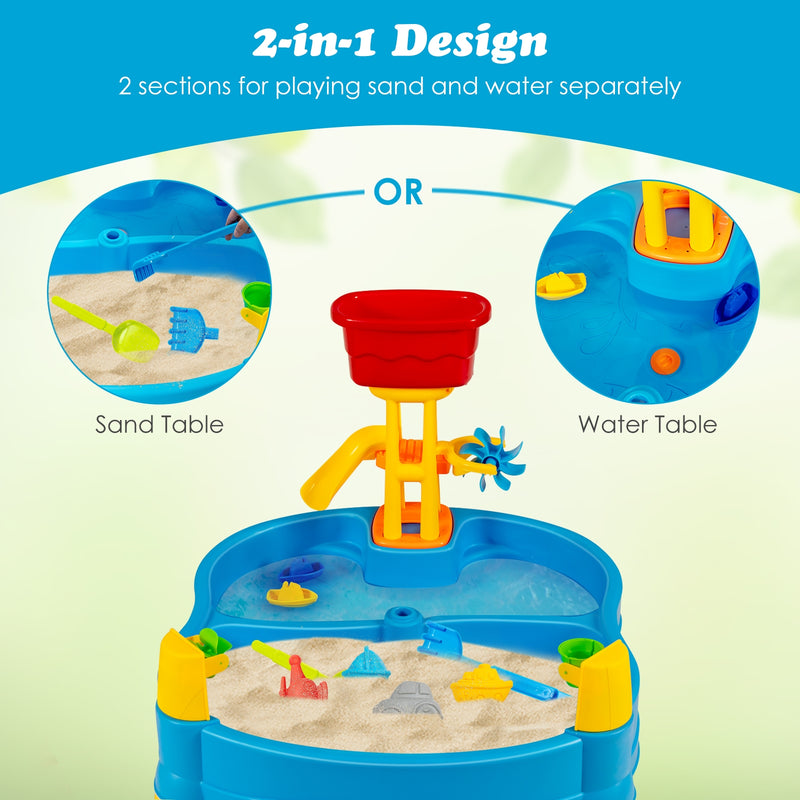 Kids Sand and Water Activity Table Sandbox with 18 Pieces Accessories