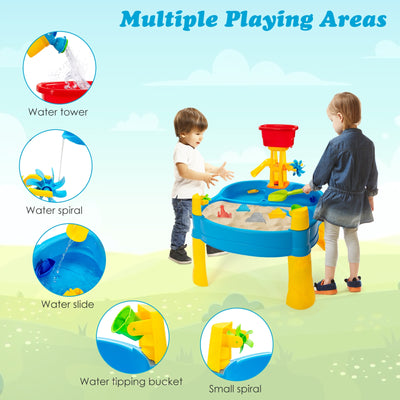 Kids Sand and Water Activity Table Sandbox with 18 Pieces Accessories