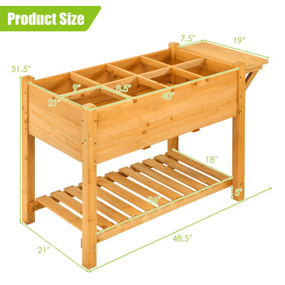 Elevated Planter Box Kit with 8 Grids and Folding Tabletop