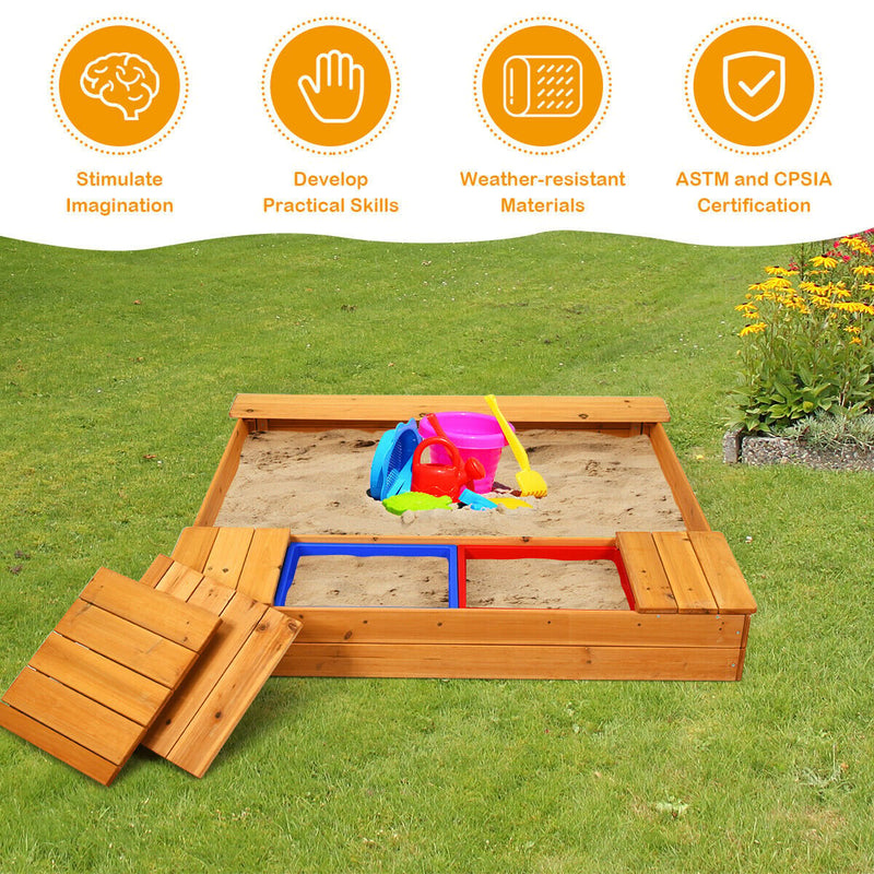 Kids Outdoor Playset Backyard Cedar Sandbox