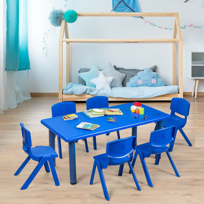 Kids Plastic Rectangular Learn and Play Table-Blue